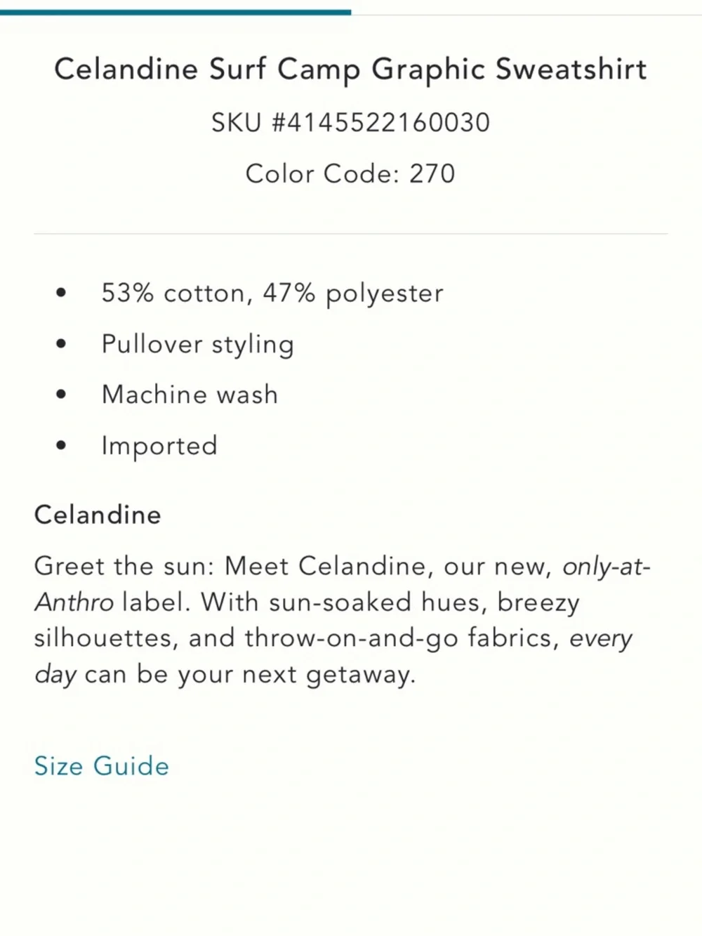 NWT Anthropologie Celandine Surf Camp Graphic Sweatshirt - Picture 4 of 12